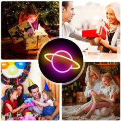 Planet Neon Light LED Signs Décoration Murale, Planet Neon Signs LED Neon Wall Sign Rose Neon Lights USB/Batterie Suspendus Néon Light, Pour La Maison, Bar, Fête De Fête -Éclairage Domestique 100345503 3