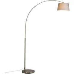 QAZQA Arc-basic - Lampe Arquée Moderne - 1 Lumière - H 1760 Mm - Gris - Moderne - Éclairage Intérieur - Salon