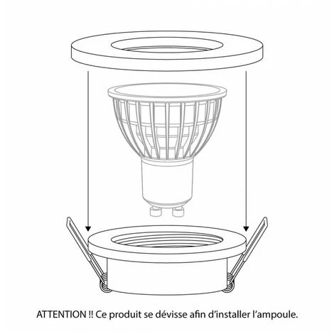 Collerette Support D'encastrement GU10 / MR16 Étanche IP65 - Rond - Noir Mat 2 Collerette Support D'encastrement GU10 / MR16 Étanche IP65 - Rond - Noir Mat – Image 2