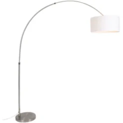 QAZQA Satin - Lampe Arquée Moderne - 1 Lumière - L 1950 Mm - Blanc - Moderne - Éclairage Intérieur - Salon I Chambre I Cuisine I Salle à Manger