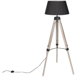 QAZQA Rio Fl - Lampe De Table Trépied/tripode Industriel - 1 Lumière - H 1440 Mm - Marron - Rustique - Éclairage Intérieur - Salon I Chambre I Cuisine I Salle à Manger