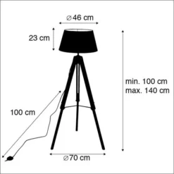 QAZQA Rio Fl - Lampe De Table Trépied/tripode Industriel - 1 Lumière - H 1440 Mm - Marron - Rustique - Éclairage Intérieur - Salon I Chambre I Cuisine I Salle à Manger -Éclairage Domestique 11769138 4
