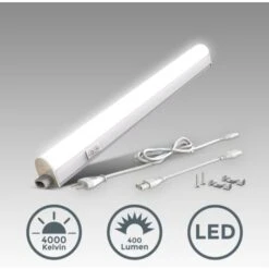 B.K.Licht Réglette LED Pour Cuisine Et Atelier, Platine LED 4W, Longueur 313 Mm, 400 Lm, Lumière Blanche Neutre 4000K