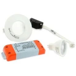 Spot LED Salle De Bain Complet IP65 Blanc 82mm + Ampoule GU5.3 Température De Couleur: Blanc Chaud 3000K