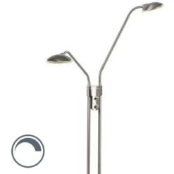 QAZQA Eva - LED Dimmable Lampe De Lecture Moderne Variateur Inclus - 2 Lumière - H 1456 Mm - Acier - Moderne - Éclairage Intérieur - Salon I Chambre