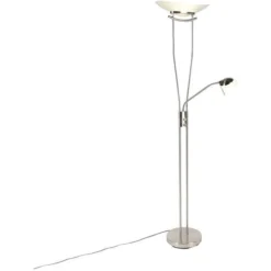 QAZQA Lexus - LED Dimmable Lampadaire Avec Lampe De Lecture Moderne Variateur Inclus - 1 Lumière - H 1800 Mm - Acier - Moderne - Éclairage Intérieur - Salon I Chambre