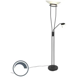 QAZQA Lexus - LED Dimmable Lampadaire Avec Lampe De Lecture Moderne Variateur Inclus - 1 Lumière - H 1800 Mm - Noir - Moderne - Éclairage Intérieur - Salon I Chambre