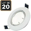 EUROPALAMP Lot De 20 Collerettes Supports Encastrables Orientables Spot LED Rond Blanc - Diametre 90mm - Trou De Perçage 65mm