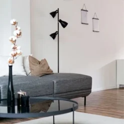 B.K.Licht Lampadaire Design LED Métal Lampe Retro Sur Pied Orientable Noir 230V -Éclairage Domestique 16358070 3