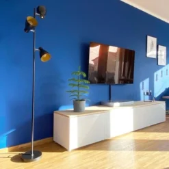 Lampadaire Design Métal 3 Spots Noir-doré Vintage Retro Spots Orientables Pivotables -Éclairage Domestique 16358087 5