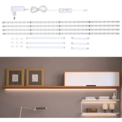 Set De 4 Bandes LED à 50cm (2m Au Total) Blanc éclairage Décoratif Cuisine Vitrine Télé Connecteurs Inclus