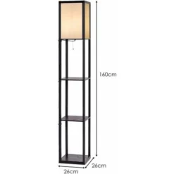 COSTWAY Lampadaire Sur Pied Salon/Lampe Salon-160 Cm Avec 3 Etagère/Lampe Etagère 4 Niveau MDF-Design Scandinave (Ampoule Non Inclus) 220-240V,60W -Éclairage Domestique 16894922 5