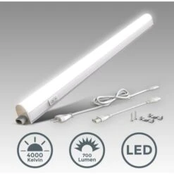 B.K.Licht Réglette LED Pour Cuisine Et Atelier, Platine LED 8W, Longueur 573 Mm, 700 Lm, Lumière Blanche Neutre 4000K