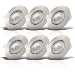 B.K.Licht Lot De 6 Spots à Encastrer IP23 Ultraplats 24mm, Orientables Et Dimmables, Ø90mm, Nickel Mat, éclairage Plafond Encastrable, Platines LED 5W, 460Lm, Blanc Chaud 3000K