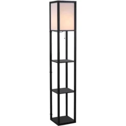 HOMCOM Lampadaire étagère Lampe étagère 26L X 26l X 160H Cm 3 étagères 4 Niveaux MDF Noir
