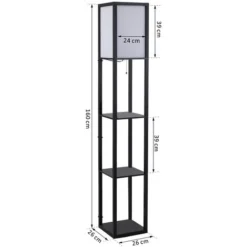 HOMCOM Lampadaire étagère Lampe étagère 26L X 26l X 160H Cm 3 étagères 4 Niveaux MDF Noir -Éclairage Domestique 25007169 3