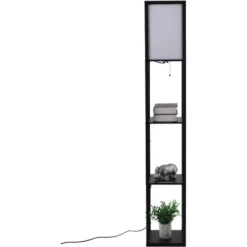 HOMCOM Lampadaire étagère Lampe étagère 26L X 26l X 160H Cm 3 étagères 4 Niveaux MDF Noir -Éclairage Domestique 25007169 5