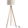 HOMCOM Lampadaire Trépied Style Scandinave 40 W Max. Dim. 45L X 45l X 152H Cm Bois De Pin Lin Beige
