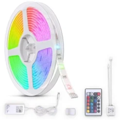 B.K.Licht Bande LED 3m, Silicone, RVB, Télécommande, Autocollant, Changement De Couleur, Raccourcissable, Ruban Lumineux, éclairage Décoratif Pour Chambre, Salon, Cuisine