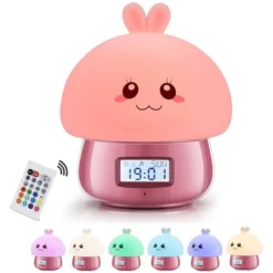 Réveil Enfants Filles, Lumière Réveil Réveil Lumière, Réveil Numérique à Piles Sans Coche, Cadeaux Pour Filles Petite Amie Femmes Maman, Rose