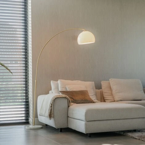 QAZQA Arc-basic - Lampadaire Moderne - 1 Lumière - H 170 Cm - Doré/Laiton - Moderne - Éclairage Intérieur - Salon I Chambre 2 QAZQA Arc-basic - Lampadaire Moderne - 1 Lumière - H 170 Cm - Doré/Laiton - Moderne - Éclairage Intérieur - Salon I Chambre – Image 2