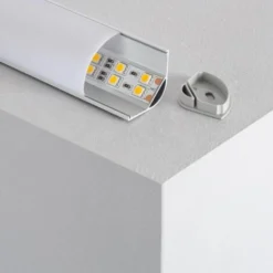 Profilé Aluminium Pour Angle Avec Capot Continu Pour Ruban LED Jusqu'à 20mm Couvercle Circulaire Translucide