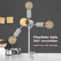 Lampe De Lecture Pivotante Retro Industriel Avec Interrupteur à Câble I Patte à Vis I E27 I Lampe à Pince I Métal I Blanc -Éclairage Domestique 28271690 5