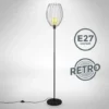 Retro Lampadaire Avec Abat-jour I Interrupteur à Pédale I Hauteur 159,6 Cm I E27 I Métal I Noir I Sans Ampoule