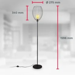 Retro Lampadaire Avec Abat-jour I Interrupteur à Pédale I Hauteur 159,6 Cm I E27 I Métal I Noir I Sans Ampoule -Éclairage Domestique 30191583 4