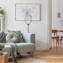 Retro Lampadaire Avec Abat-jour I Interrupteur à Pédale I Hauteur 159,6 Cm I E27 I Métal I Noir I Sans Ampoule -Éclairage Domestique 30191583 5