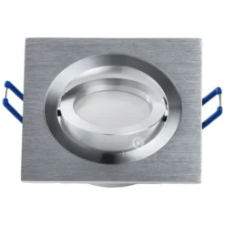 Support Spot Carré Encastrable Orientable Aluminium Sans Douille + Ampoule - Aluminium Brillant