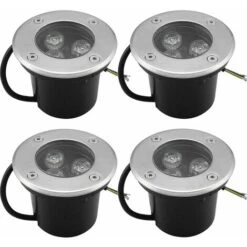 Lumières Enterrées, Led Chaud Blanc Enterré Lampe De Paysage Lampe De Sol Pour Jardin, Éclairage Extérieur---Ip68 Ac85-265V (4Pack,3W)
