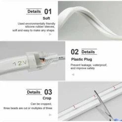 Bandes Lumineuses Flexibles Au Néon, Bande LED Néon étanche, Parfaite Pour La Décoration Intérieure Extérieure,Bande Lumineuse 12V (sans Aucun Accessoire) - Blanc -Éclairage Domestique 37838947 4