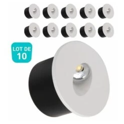 Lot De 10 Spots LED Muraux Rond Blanc 3W 4000K
