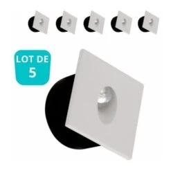 Lot De 5 Spots LED Muraux Carré Blanc 3W 4000K