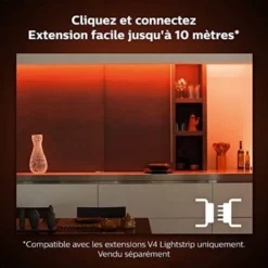 Philips Hue White & Color Ambiance Indoor LightStrips+ 2m, V4, Base Connectique, Compatible Bluetooth, Fonctionne Avec Alexa, Google Assistant Et Apple Homekit -Éclairage Domestique 41028212 4
