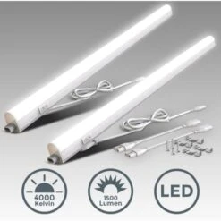 B.K.Licht Lot De 2 Réglettes LED Pour Cuisine Et Atelier, Platine LED 15W, Longueur 873 Mm, 1500 Lm, Lumière Blanche Neutre 4000K