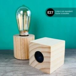 Xanlite - Lampe à Poser Cyclo Bois Culot E27 - XDLAPCYCLOW -Éclairage Domestique 47378255 3