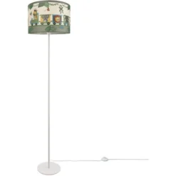 Paco Home Lampe Pour Enfants Lampadaire Chambre D'enfant Lampe Train Avec Animaux E27  Un Pied Blanc,  Vert (Ø38 Cm)