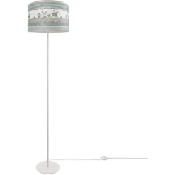 Paco Home Lampadaire Enfant Chambre D'enfant, Motif Animaux, Ludique, Lampadaire E27  Un Pied Blanc,  Beige (Ø38 Cm)