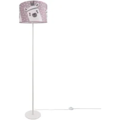 Paco Home Lampe Pour Enfant Lampadaire Chambre D'enfant Lampe Avec Motif Lama, E27  Un Pied Blanc,  Rose (Ø38 Cm)