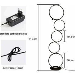 ZMH LED Lampadaire Dimmable Lampadaire Moderne 32W Interrupteur Tactile Lampadaire Blanc Chaud 3000K Aluminium Uplighter 5 Lumières Lampadaire Noir En Forme D'anneau Pour Chambre Salon étude 110cm-noi -Éclairage Domestique 51585734 5