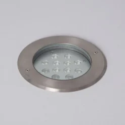 Spot LED Extérieur 12W Inox Encastrable Au Sol Blanc Chaud 2700K - 3000K 45º