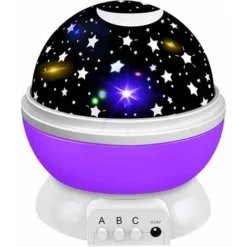 Veilleuse Projecteur Ciel étoilé Avec 8 Modes D'effets Lumineux / Prise USB / Rotation à 360 ° - Cadeau Populaire Pour Les Enfants En 2021,(Mauve)-BISBISOUS