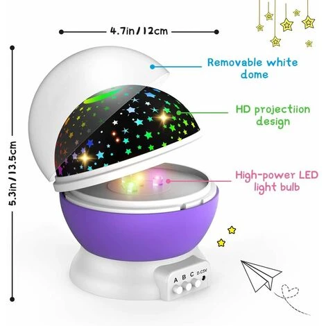 Veilleuse Projecteur Ciel étoilé Avec 8 Modes D'effets Lumineux / Prise USB / Rotation à 360 ° - Cadeau Populaire Pour Les Enfants En 2021,(Mauve)-BISBISOUS 4 Veilleuse Projecteur Ciel étoilé Avec 8 Modes D'effets Lumineux / Prise USB / Rotation à 360 ° - Cadeau Populaire Pour Les Enfants En 2021,(Mauve)-BISBISOUS – Image 4