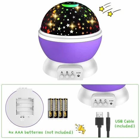 Veilleuse Projecteur Ciel étoilé Avec 8 Modes D'effets Lumineux / Prise USB / Rotation à 360 ° - Cadeau Populaire Pour Les Enfants En 2021,(Mauve)-BISBISOUS 5 Veilleuse Projecteur Ciel étoilé Avec 8 Modes D'effets Lumineux / Prise USB / Rotation à 360 ° - Cadeau Populaire Pour Les Enfants En 2021,(Mauve)-BISBISOUS – Image 5