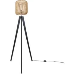 Paco Home Lampadaire Moderne Salon Chambre Aspect Rotin Boho Corbeille E27  Beige (Ø28 Cm),  Lampadaire Noir
