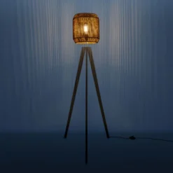 Paco Home Lampadaire Moderne Salon Chambre Aspect Rotin Boho Corbeille E27  Beige (Ø28 Cm),  Lampadaire Noir -Éclairage Domestique 54422425 3