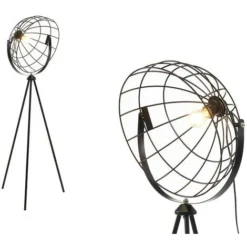 Lampadaire Filaire Style Industriel VIRTUA - Métal Noir - 41 X 41 X 131 Cm