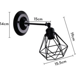 STOEX Applique Murale Intérieur Industrielle Réglable, Vintage Abat-jour Cage Dimmable E27 Luminaire Murale En Métal Pour Salon, Salle à Manger, Couloir, Noir (sans Ampoule) -Éclairage Domestique 55909859 5